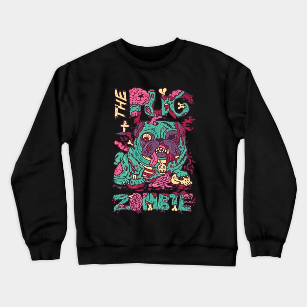 The Pug zombie Crewneck Sweatshirt by nokhookdesign